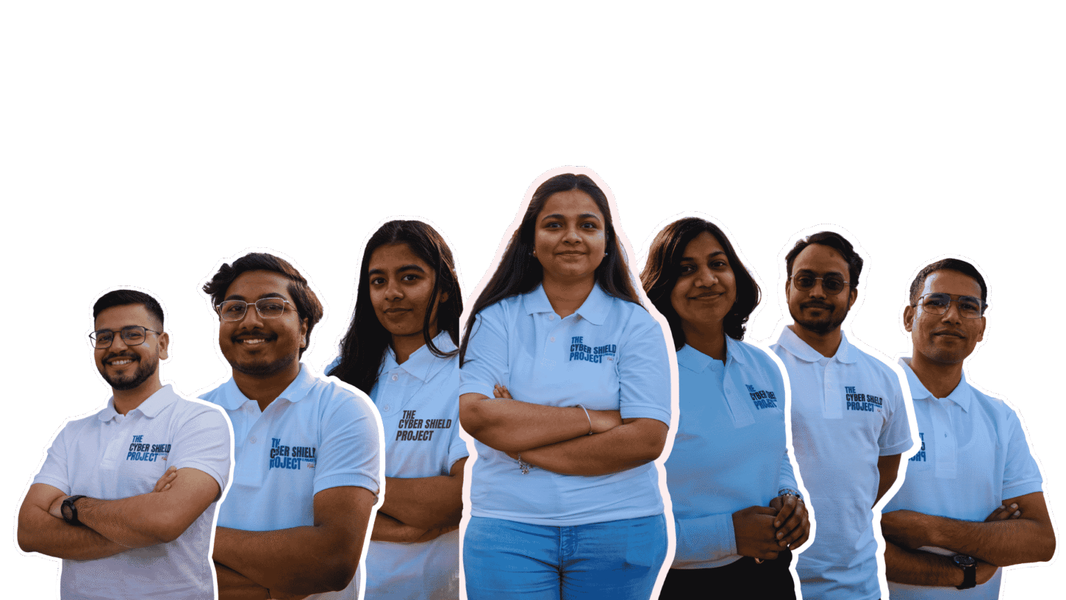 This photo shows a group of Naksh Foundation volunteer, with Harsha at the front, along with Sameer, Priyanshu, Abhishek, Manisha, Divya, and Ranjeet.