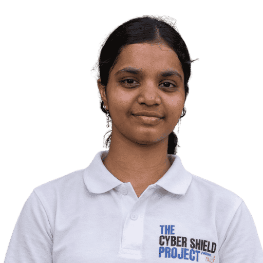 A volunteer from Naksh Foundation, Yasaswini, engaged in work for Project CyberShield, representing the team’s efforts in promoting cybercrime awareness and digital safety.